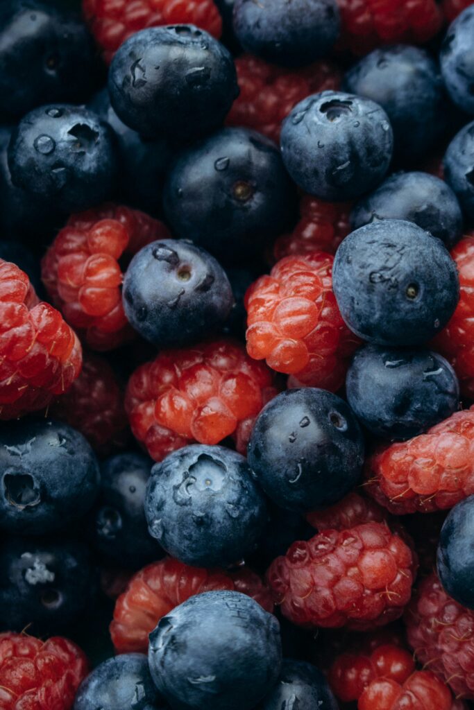 blueberries and raspberries